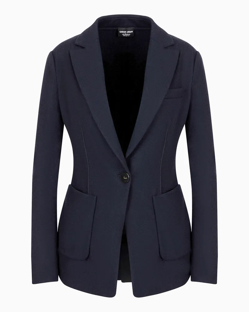 Giorgio Armani Einreihiges Sakko aus Jersey in reinem Kaschmir Marineblau