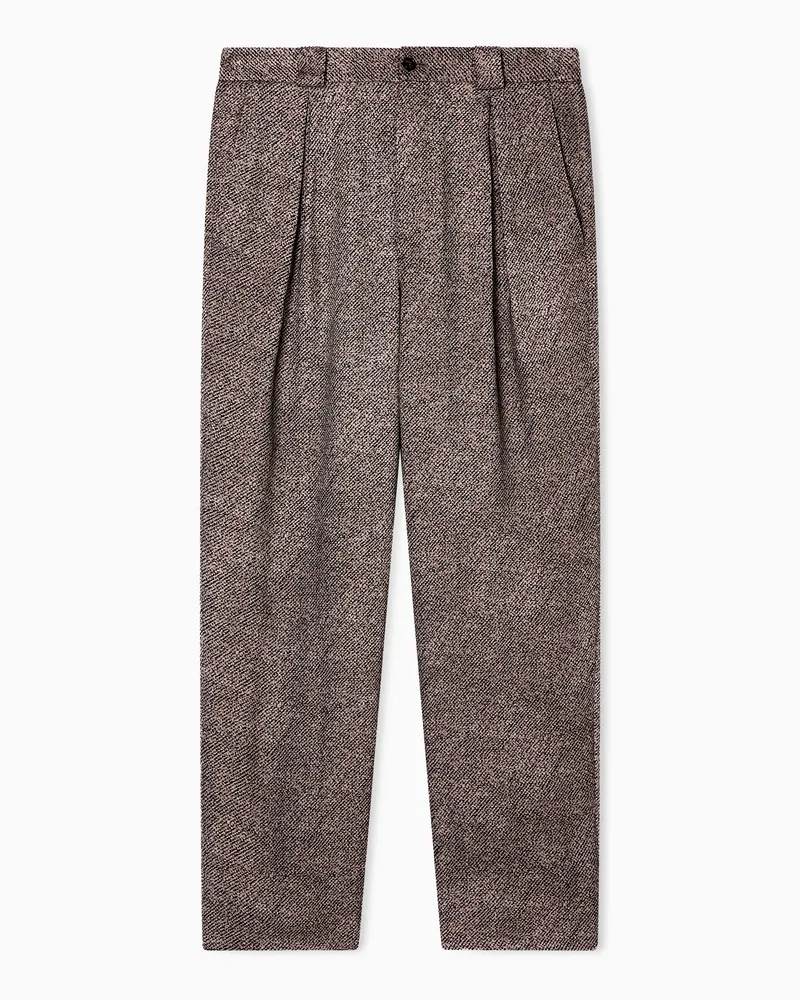 Giorgio Armani Textured Viscose Pleated Trousers Gemustert
