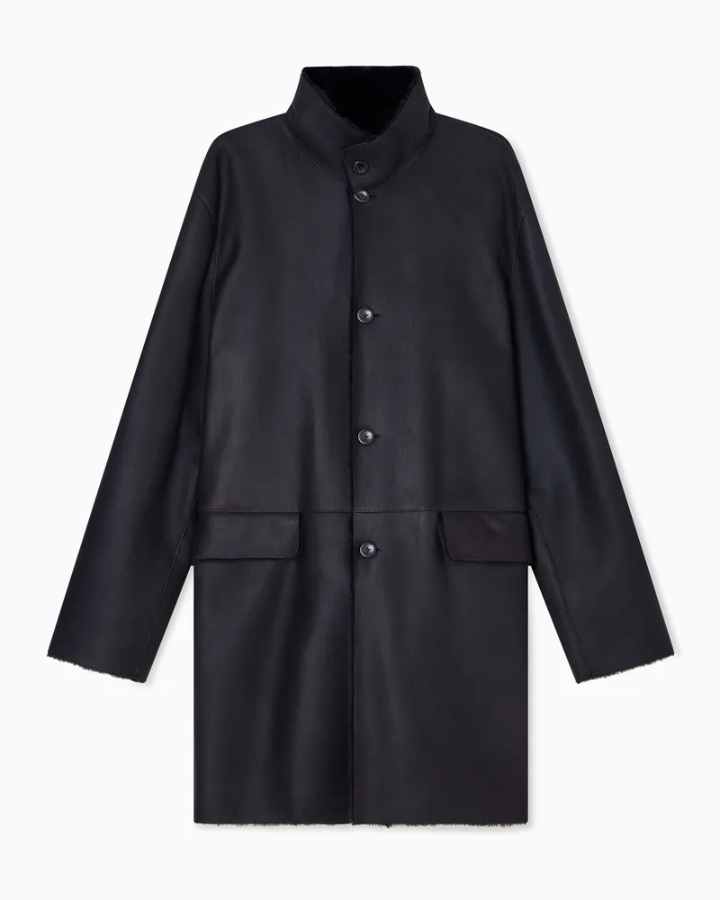 Giorgio Armani Einreihiger Caban aus Lamm-Shearling Braun