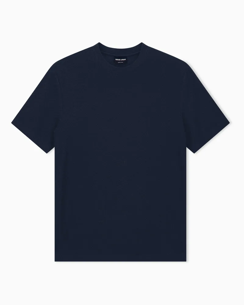 Giorgio Armani T-Shirt Regular Fit aus Wolljersey mit Chevron-Muster Marineblau
