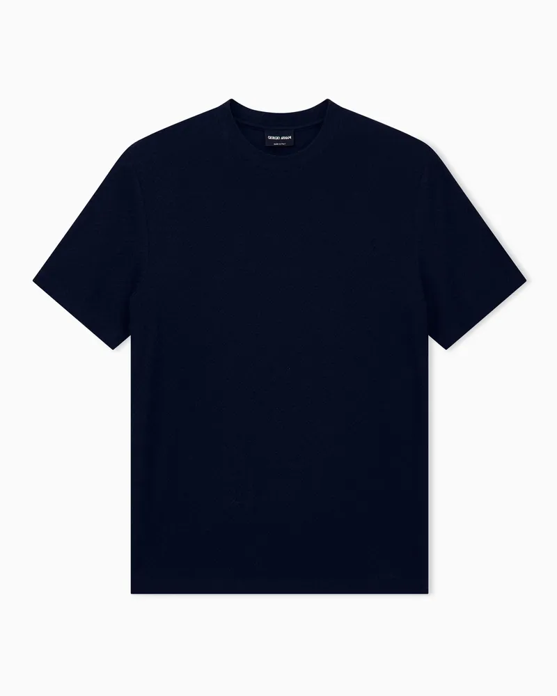 Giorgio Armani T-Shirt Regular Fit aus Wolljersey mit Chevron-Muster Marineblau