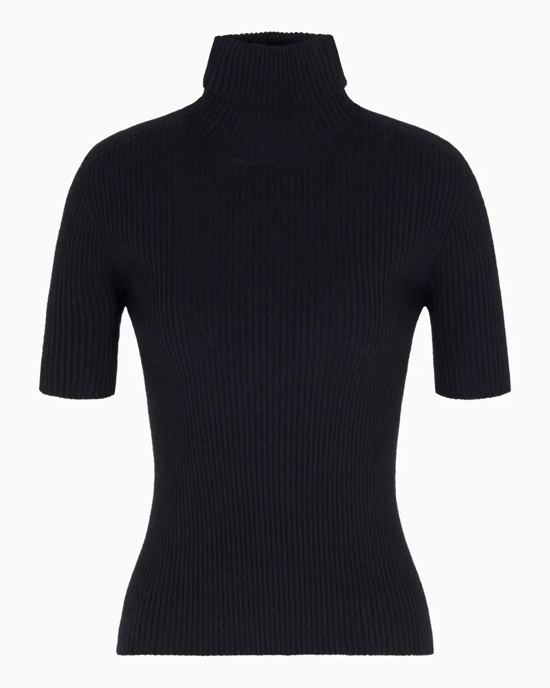 Giorgio Armani Kurzärmliger Kaschmir-Pullover mit Rollkragen Schwarz