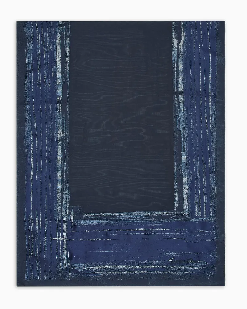 Giorgio Armani Stola aus Seide und laminiertem Stoff Blau