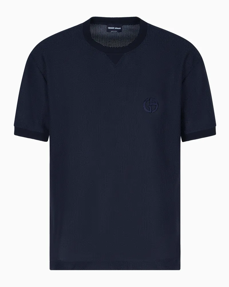 Giorgio Armani T-Shirt aus Funktionsgewebe mit Rundhalsausschnitt Schwarz