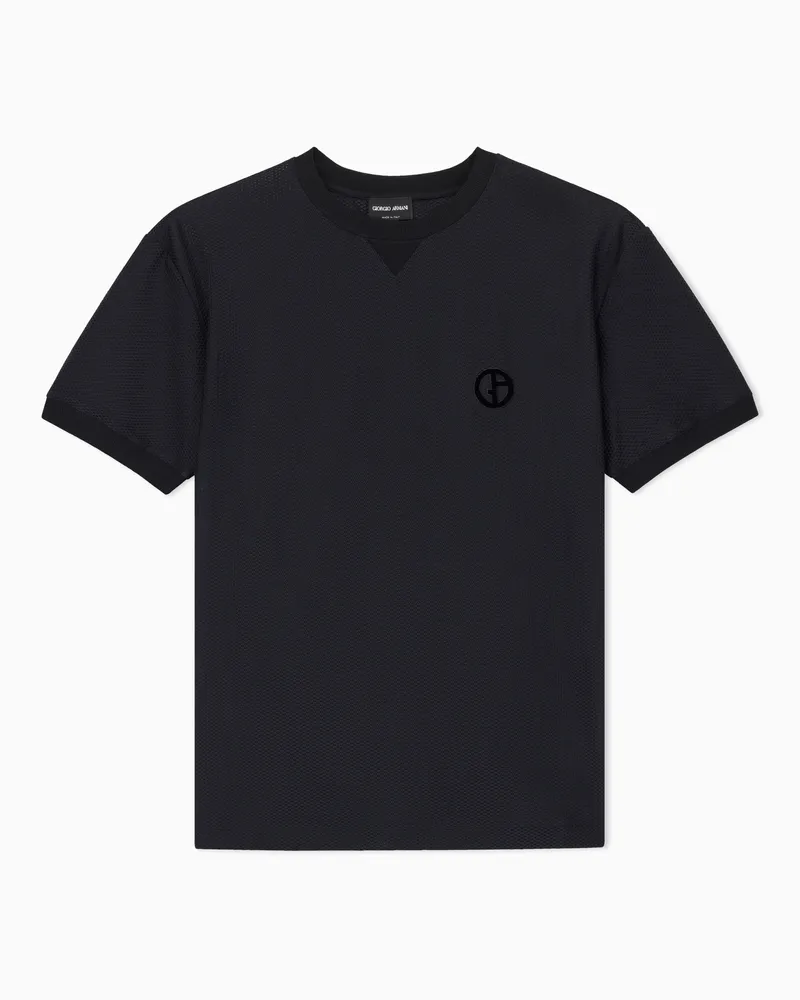 Giorgio Armani T-Shirt aus Funktionsgewebe mit Rundhalsausschnitt Schwarz