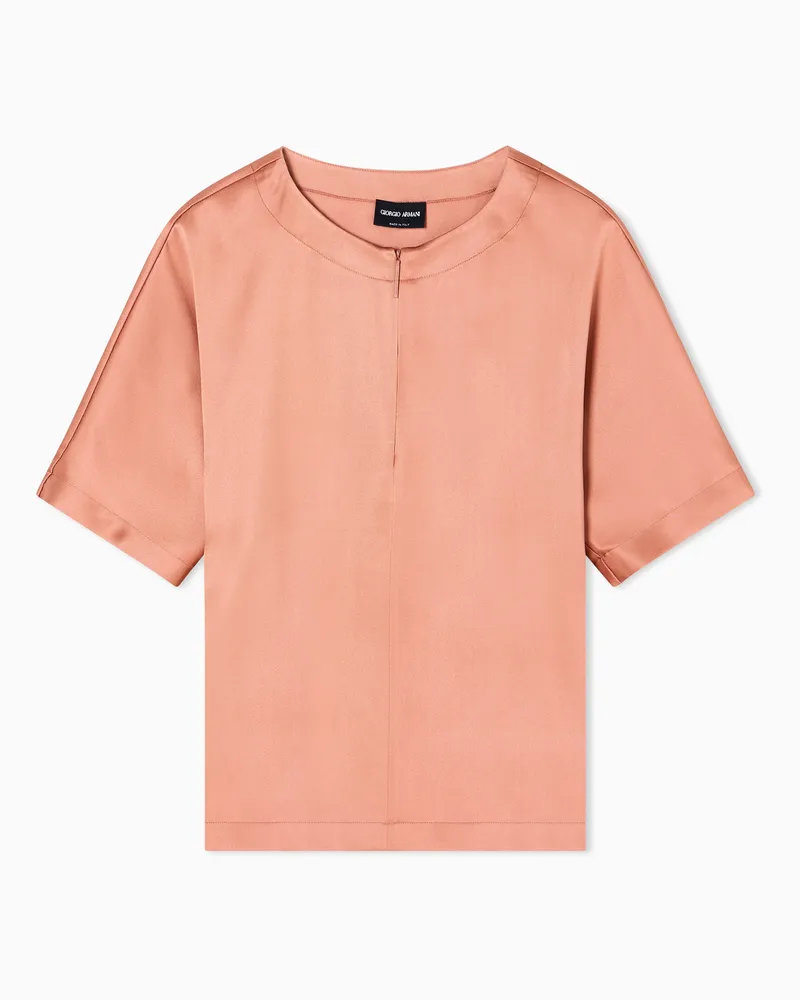 Giorgio Armani Hemdbluse mit kurzen Ärmeln aus Seidensatin Orange