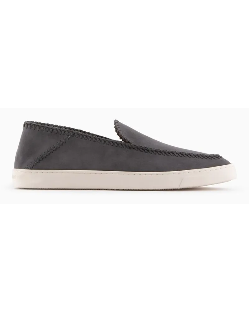 Giorgio Armani Galleria 3 Slip-on Aus Veloursleder Grau