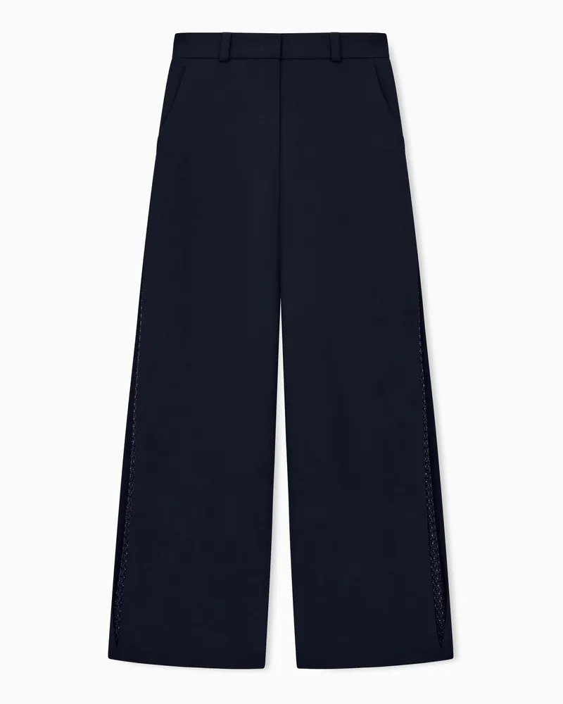 Giorgio Armani Weite Hose aus Seidencady mit Seitenfalten und Strassnetz Gemustert