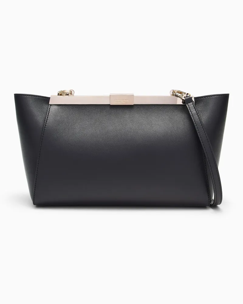 Giorgio Armani Clutch aus Glattleder mit verstellbarem Lederriemen Schwarz