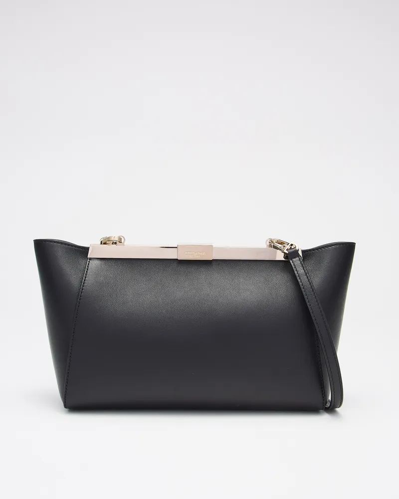 Giorgio Armani Clutch aus Glattleder mit verstellbarem Lederriemen Schwarz