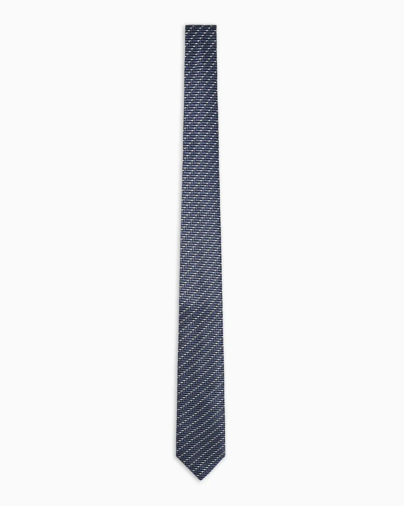 Giorgio Armani Krawatte aus Seiden-Jacquard mit Fischgratmuster Schwarz