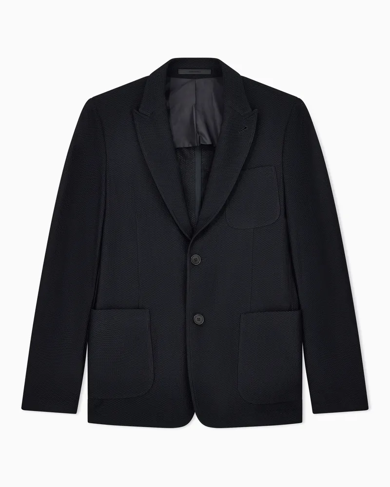 Giorgio Armani Einreihiges Sakko Icon aus geprägtem Funktionsgewebe Schwarz