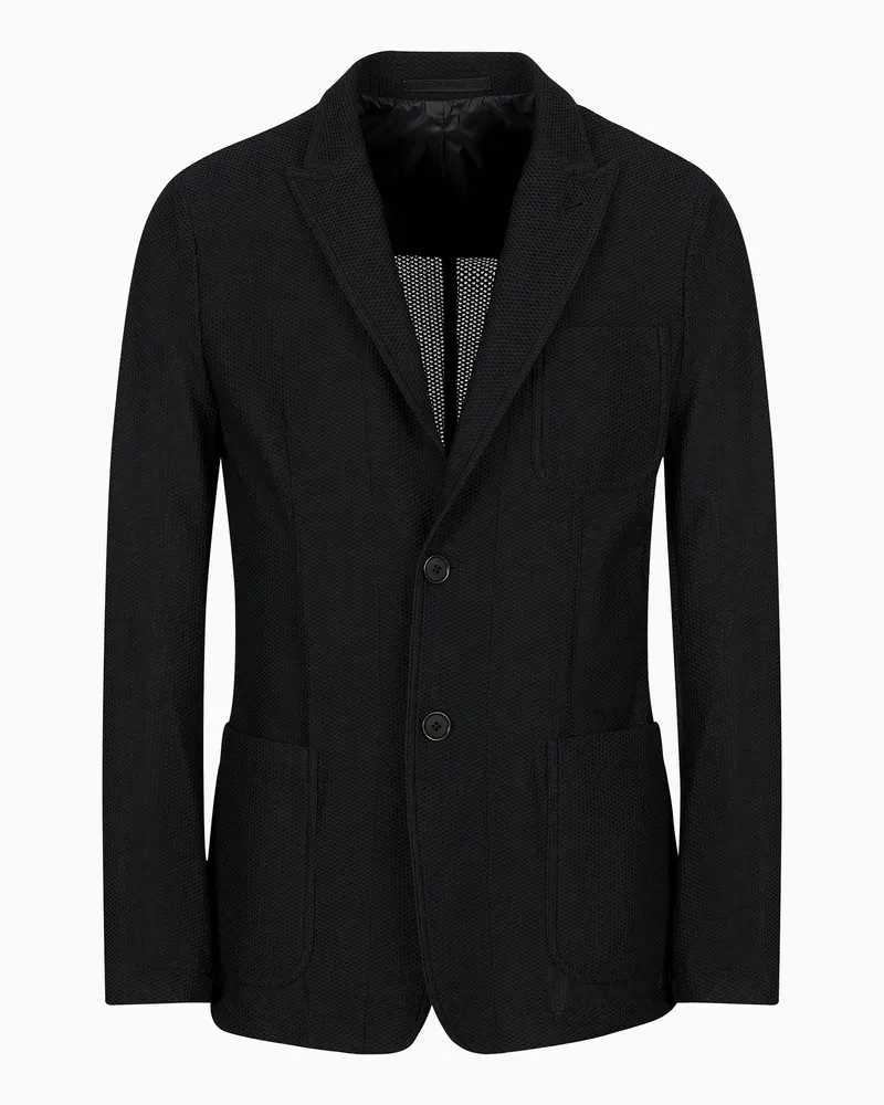 Giorgio Armani Einreihiges Sakko Icon aus geprägtem Funktionsgewebe Schwarz