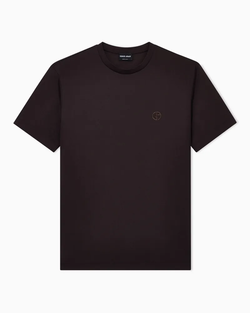 Giorgio Armani T-Shirt aus Interlock-Baumwolle mit Logostickerei Braun
