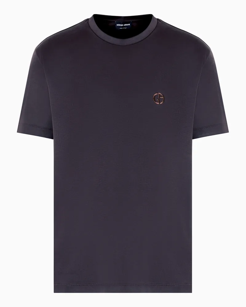 Giorgio Armani T-Shirt aus Interlock-Baumwolle mit Logostickerei Braun
