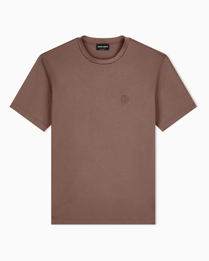 Giorgio Armani Regular Fit T-Shirt aus reinem Baumwollinterlock Braun