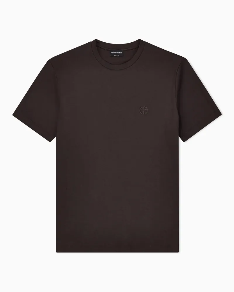 Giorgio Armani T-Shirt aus Interlock-Baumwolle mit Logostickerei Braun