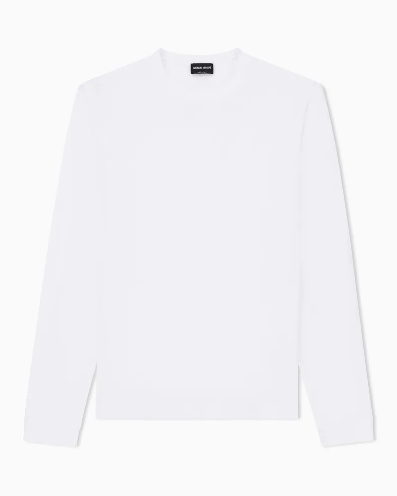 Giorgio Armani Pullover aus Viskosejersey mit Rundhals Weiß