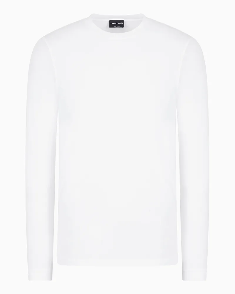 Giorgio Armani Pullover mit Rundhalsausschnitt und langen Ärmeln aus Viskosejersey mit Stretchanteil Weiß