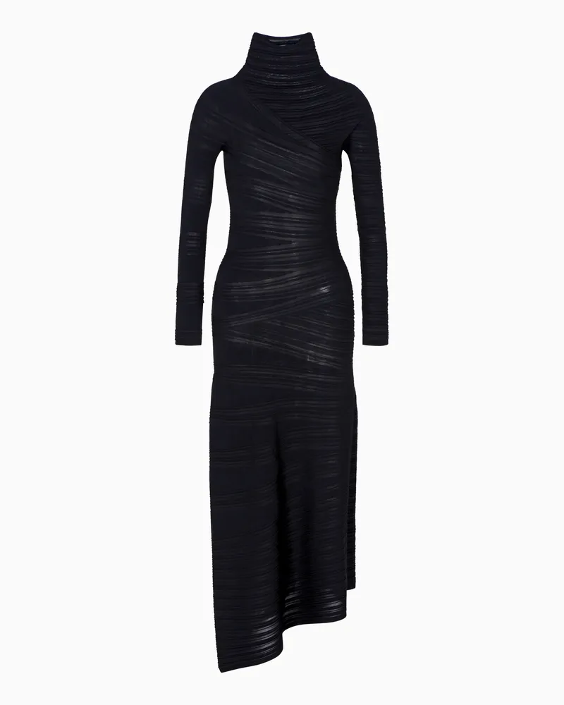 Giorgio Armani Jersey-Midikleid aus Viskose und Wolle Schwarz