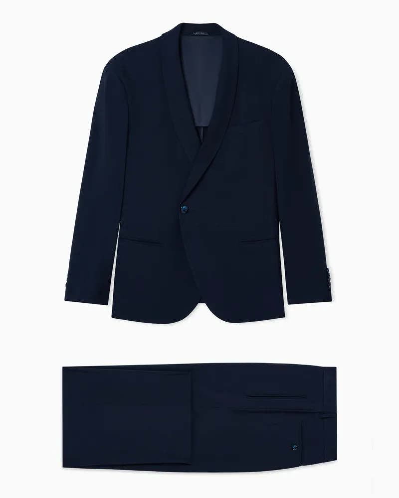 Giorgio Armani Einreihiger Anzug aus Woll-Seiden-Crêpe Blau