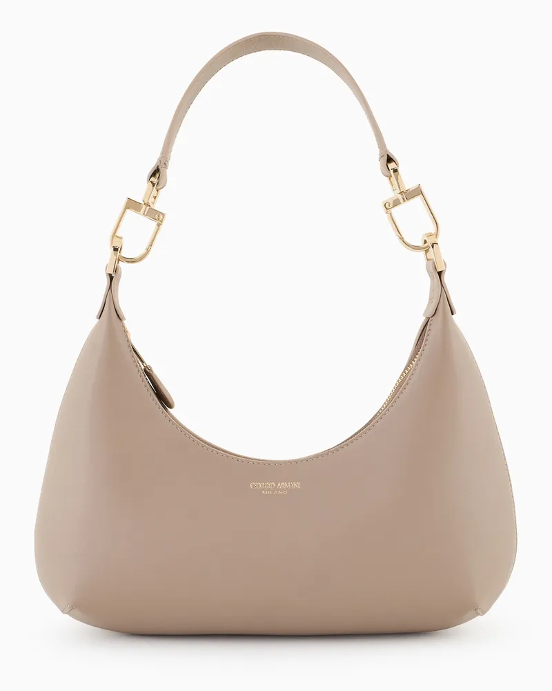 Giorgio Armani Mittelgroße Hobo Bag la Prima aus Nappa Braun