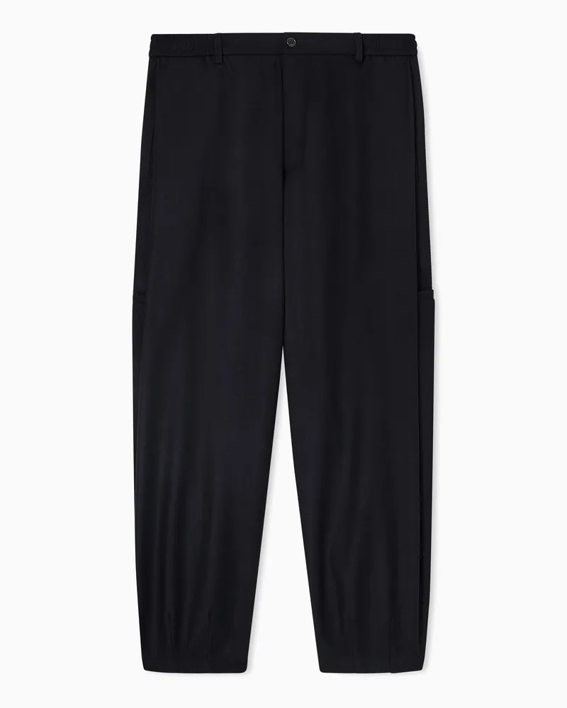 Giorgio Armani Flatfront-Hose mit Bundfalte aus leichtem Woll-Stoff Blau