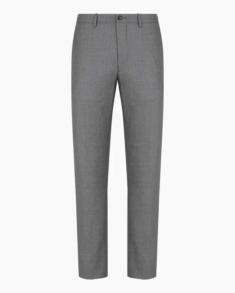Giorgio Armani Flatfront-Hose aus Wollgabardine und Kaschmir Grau