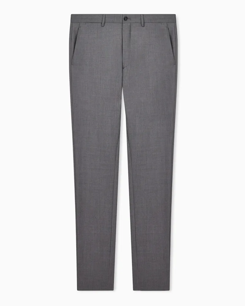 Giorgio Armani Flatfront-Hose aus Wollgabardine und Kaschmir Grau