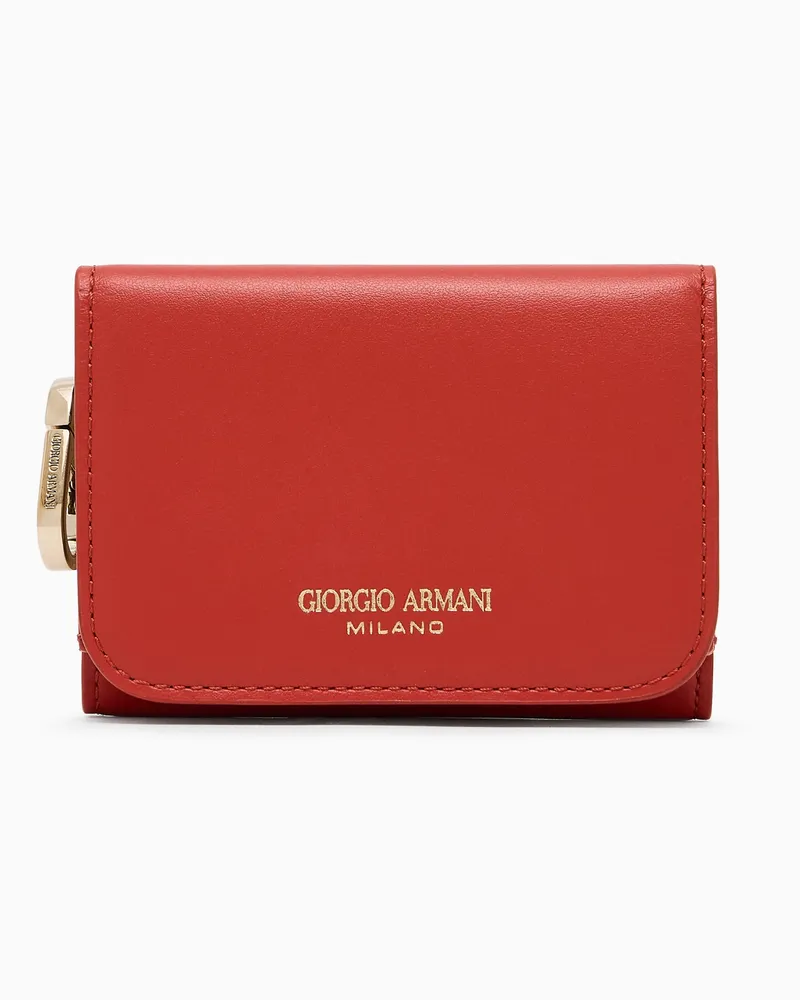 Giorgio Armani Mini-Trifold-Portemonnaie aus Leder Orange