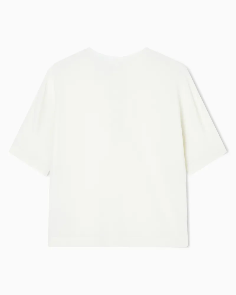 Giorgio Armani Bluse mit Rundhalsausschnitt aus dreilagigem Seidengeorgette Weiß