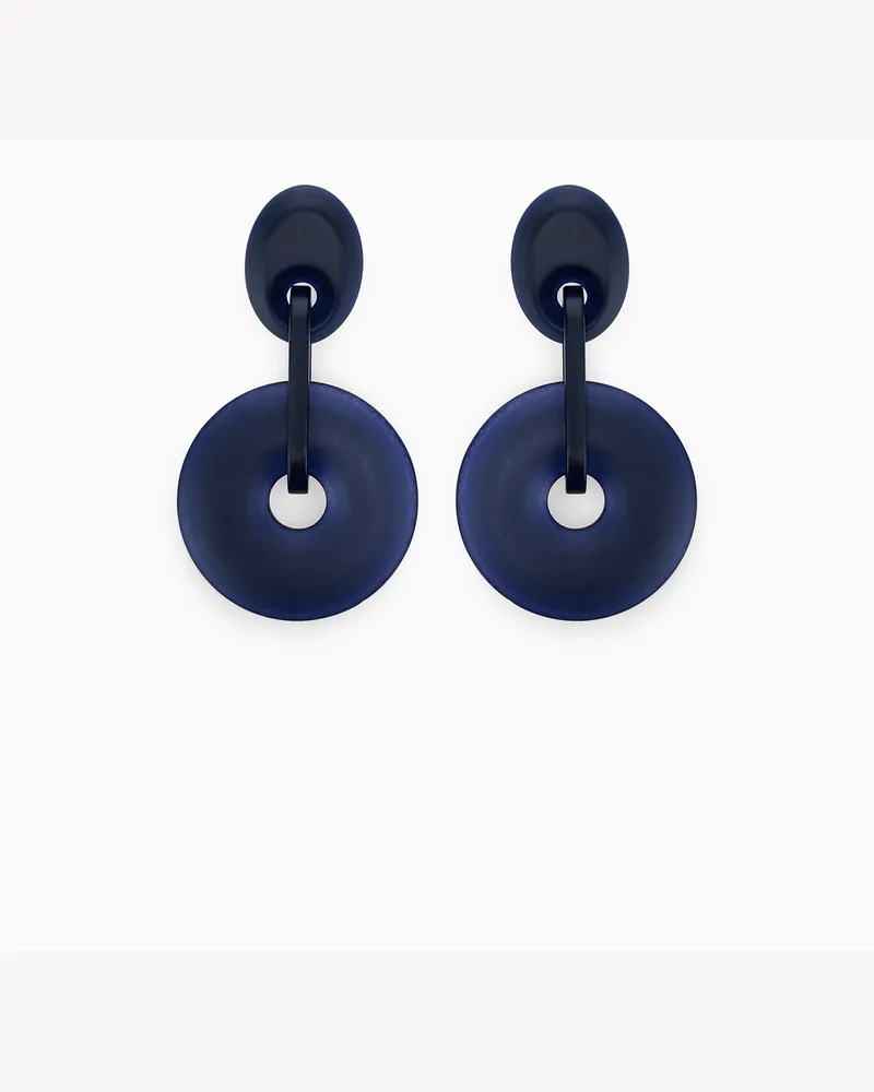 Giorgio Armani Ohrringe mit ovalen Steckern und marmorierter Textur Blau