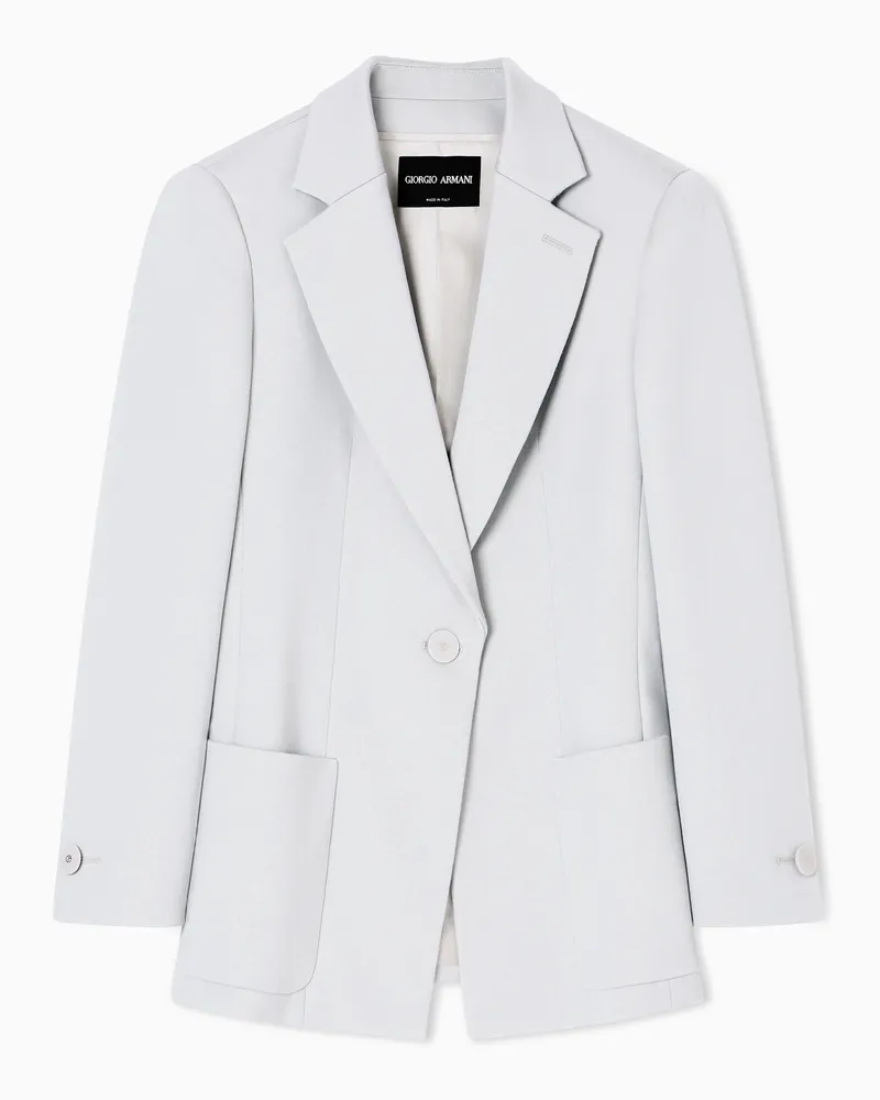 Giorgio Armani Einreihiger Blazer aus doppellagiger Stretchwolle Beige