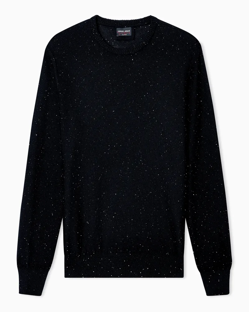Giorgio Armani Giorgio's Rundhalspullover aus Kaschmir und Seide mit Strasssteinen Schwarz