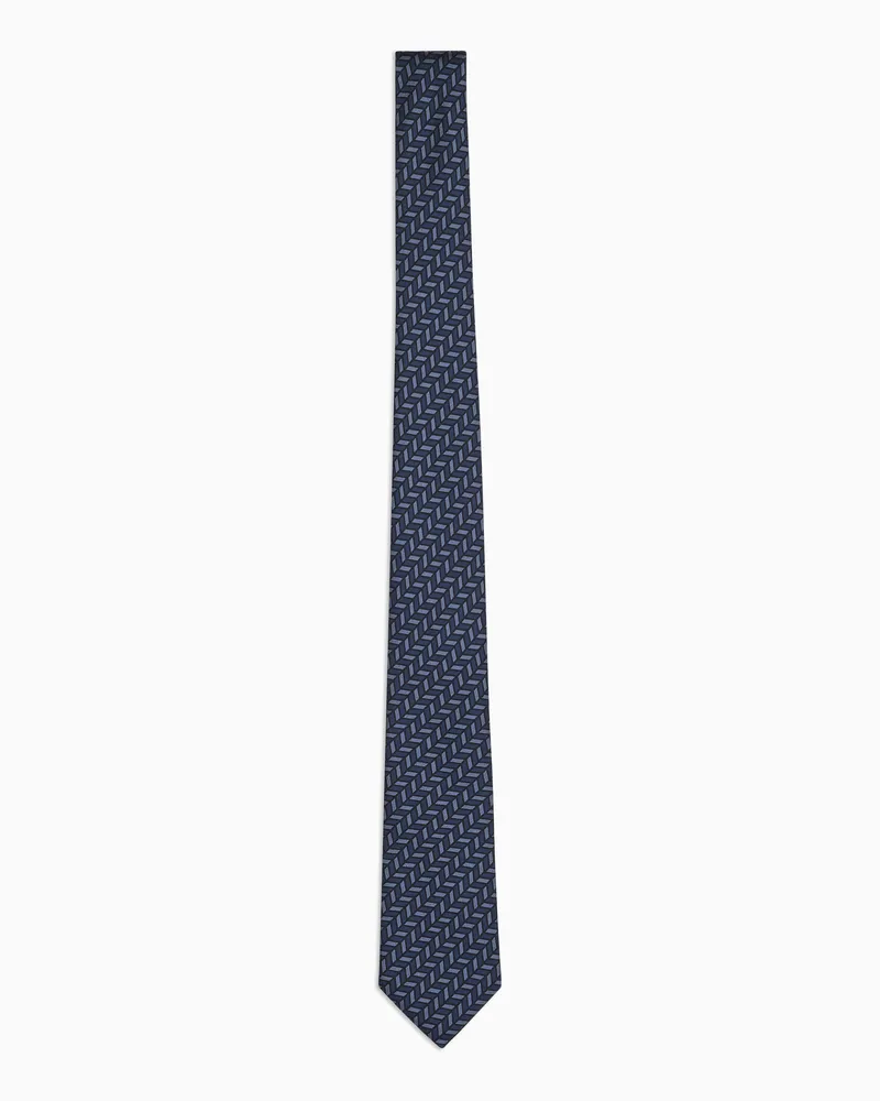 Giorgio Armani ASV Krawatte aus Seide mit Fischgrat-Print Blau
