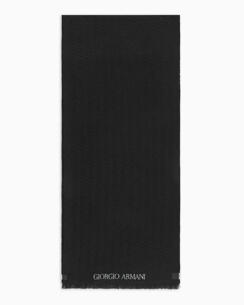 Giorgio Armani Schal aus reiner Schurwolle in Jacquard-Stoff-Verarbeitung Schwarz