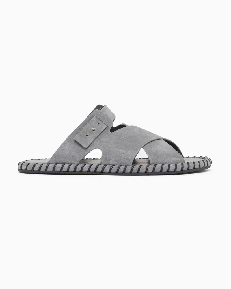 Giorgio Armani Veloursledersandale Grau