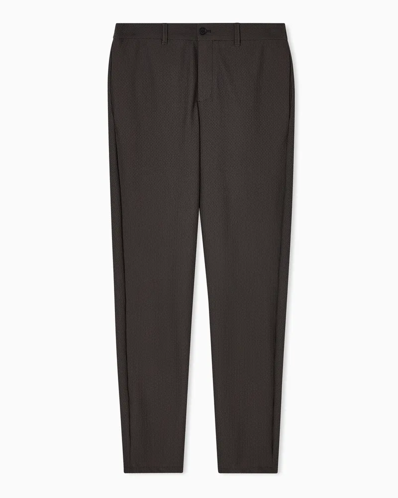 Giorgio Armani Flatfront-Hose aus geprägtem Funktionsstoff Beige