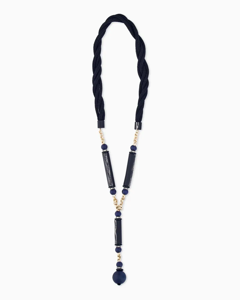 Giorgio Armani Halskette mit gedrehter Kordel sowie Perlen und Ketten Blau