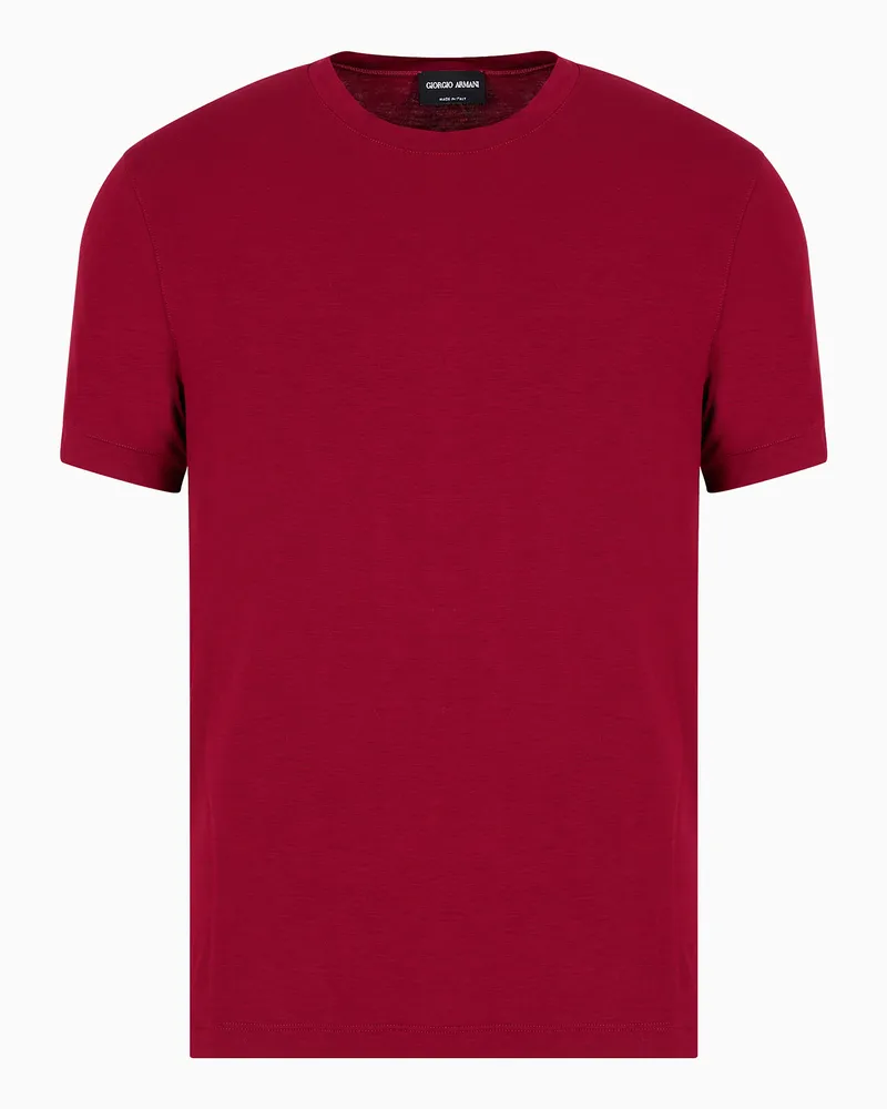 Giorgio Armani T-Shirt mit Rundhalsausschnitt und kurzen Ärmeln, gefertigt aus elastischem Viskose-Jersey Burgunderrot