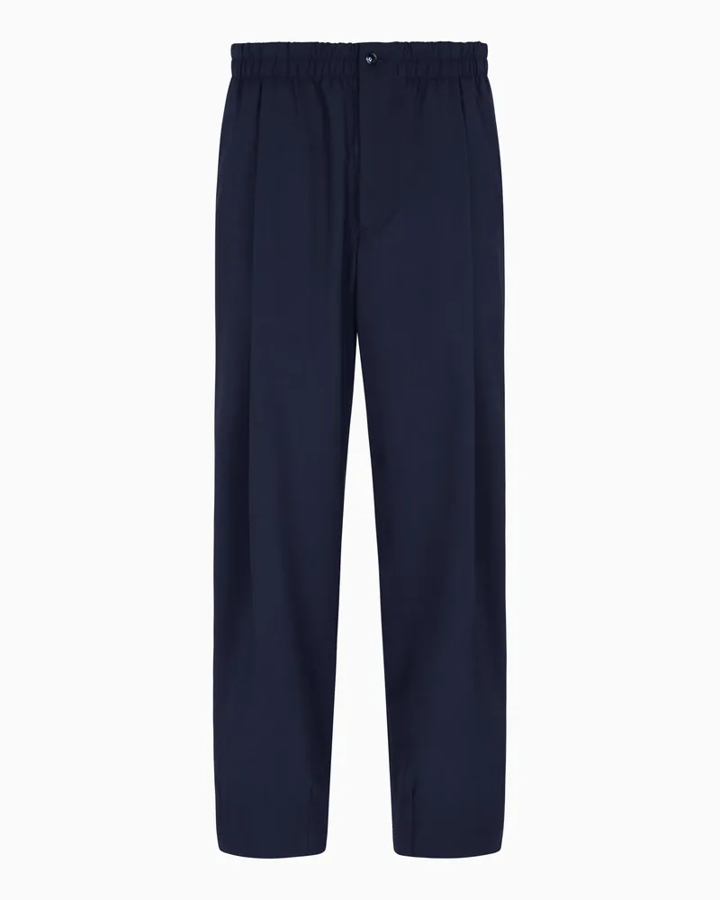 Giorgio Armani Leichte Woll-Hose mit einer Bundfalte Marineblau