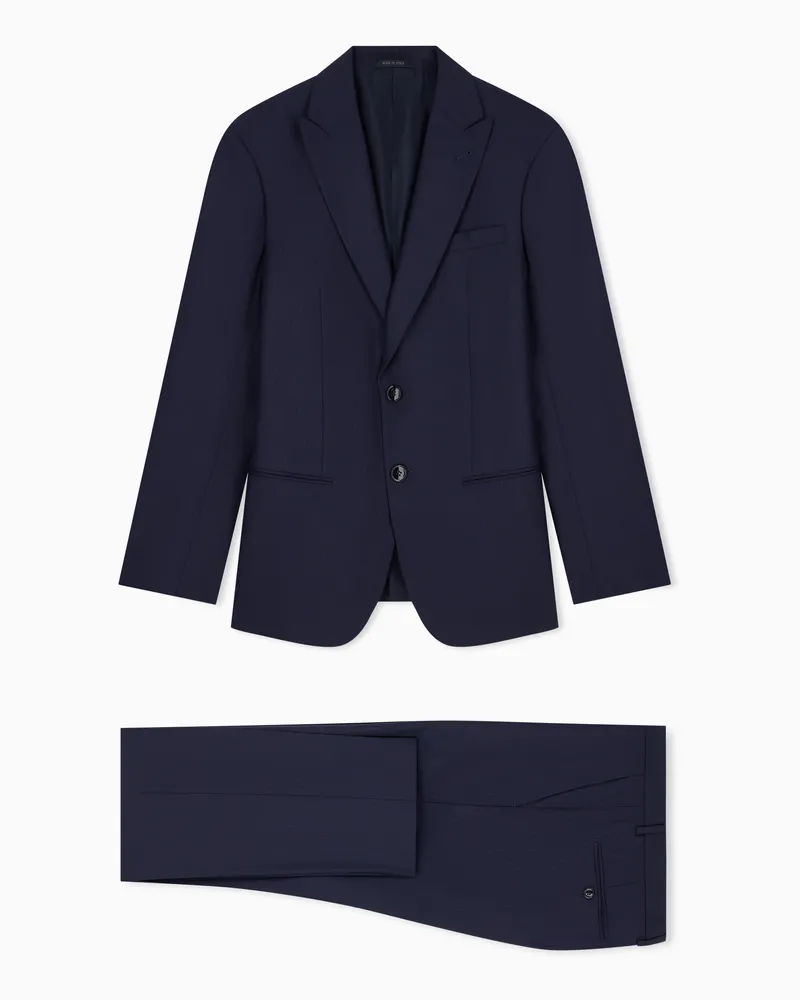 Giorgio Armani Schmaler Anzug aus Schurwolle mit Mikro-Nadelstreifen Soho Marineblau