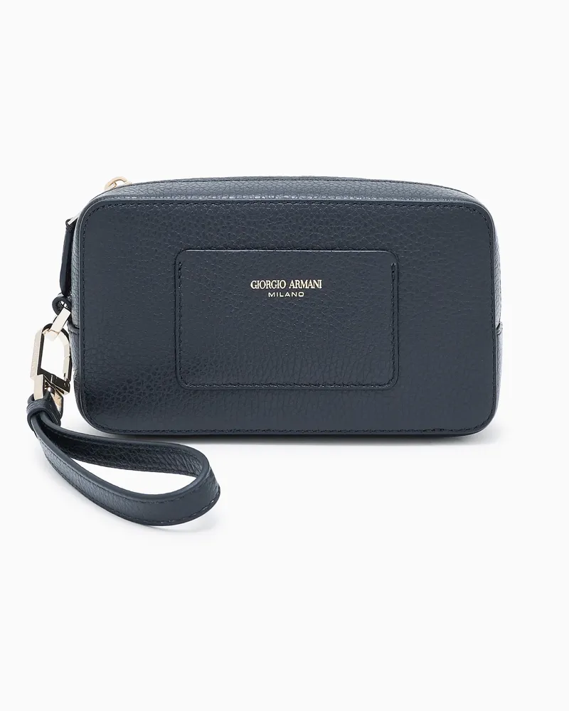 Giorgio Armani Beauty-Case aus Granat-Kalbsleder Schwarz