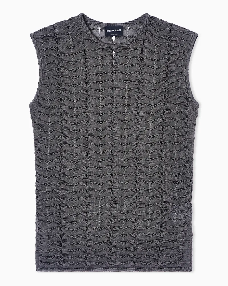 Giorgio Armani Top aus Viskose mit Volantmuster Grau