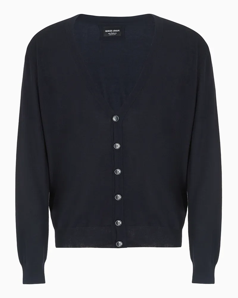 Giorgio Armani Strickjacke mit Knöpfen aus Kaschmir Marineblau