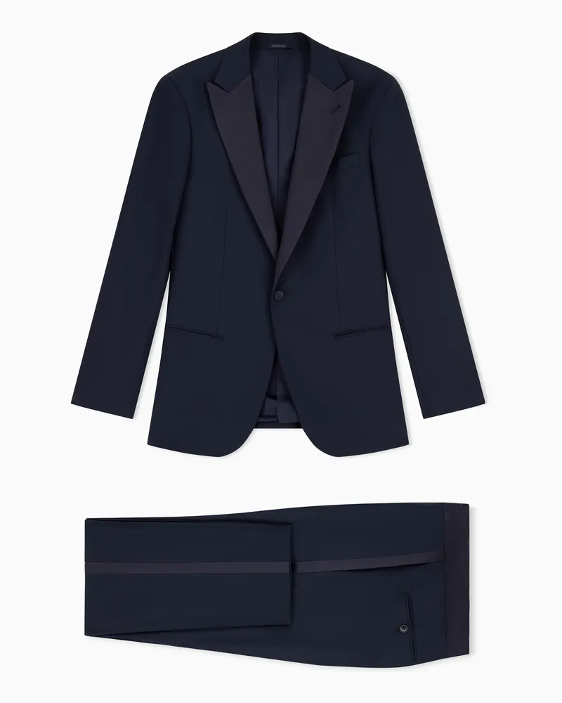 Giorgio Armani Slim-Fit-Smoking aus reiner Wolle mit halbem Canvas aus der Soho-Linie Marineblau