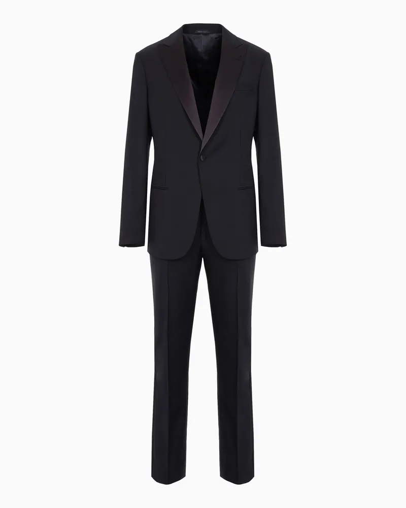 Giorgio Armani Slim-Fit-Smoking aus reiner Wolle mit halbem Canvas aus der Soho-Linie Marineblau