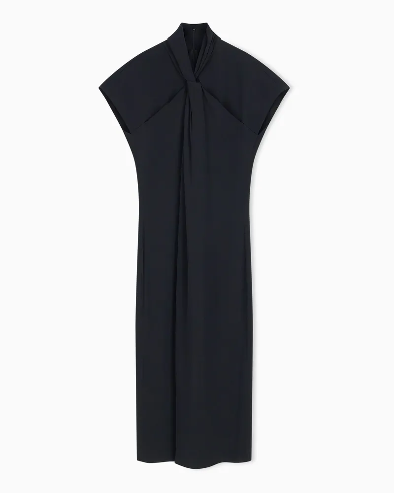 Giorgio Armani Ärmelloses Kleid aus Georgette mit Schlitz und Knotendetail Schwarz