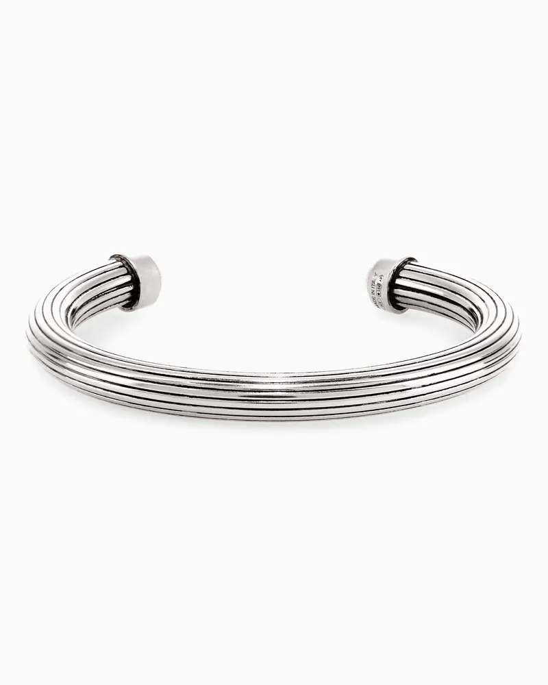 Giorgio Armani Armreif aus Silber mit gerippter Struktur und offenen Enden Silber
