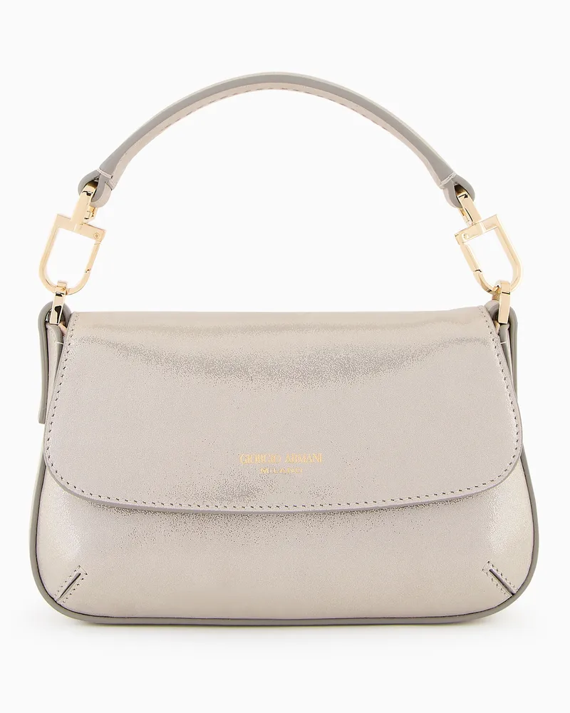 Giorgio Armani Kleine Tasche la Prima Soft aus glänzendem Nubuk Grau